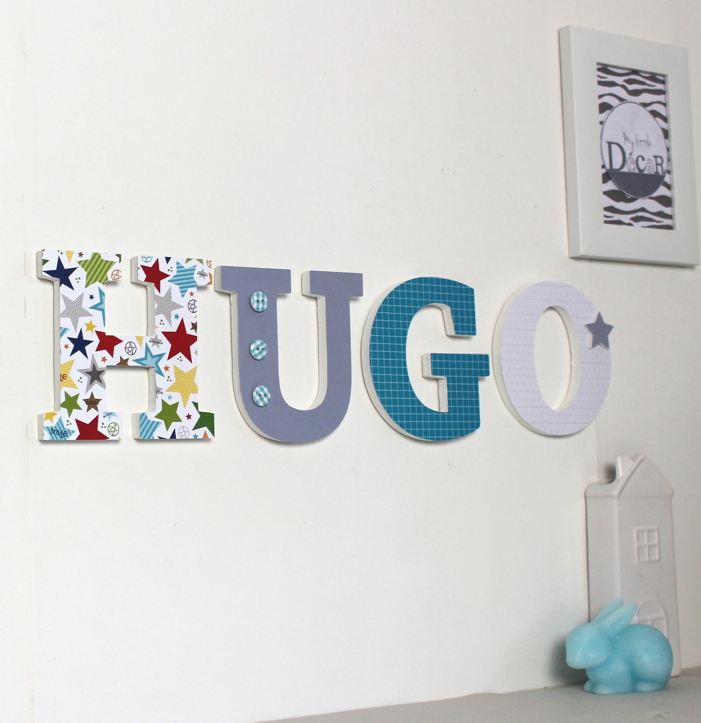 Pr nom Personnalis HUGO Turquoise Gris toiles Pr nom pr-nom-personnalis-hugo-turquoise-gris-toiles-pr-nom