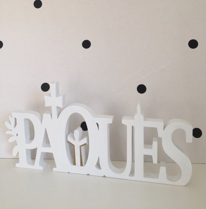 Mot Pâques religieux blanc et or, taille XL. 