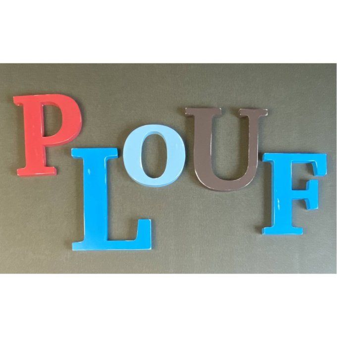 Mot géant en bois " Plouf " couleurs personnalisables.  