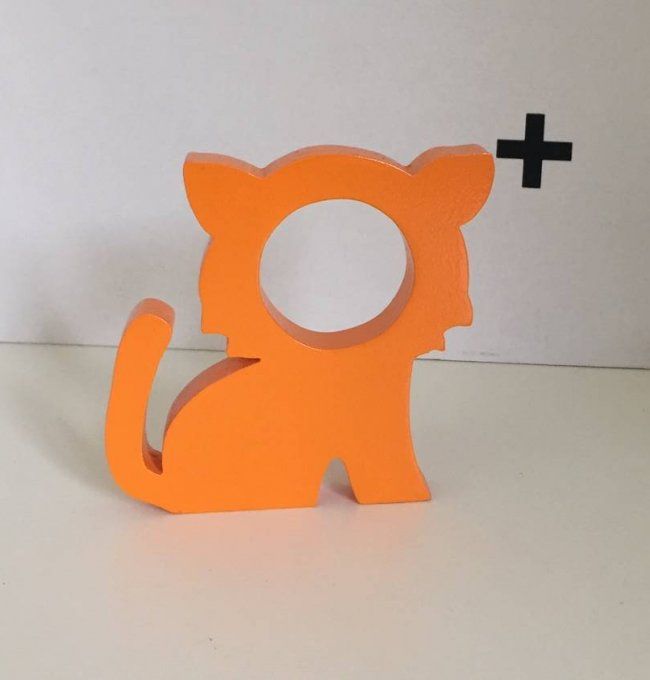 Rond de serviette en bois tigre orange.