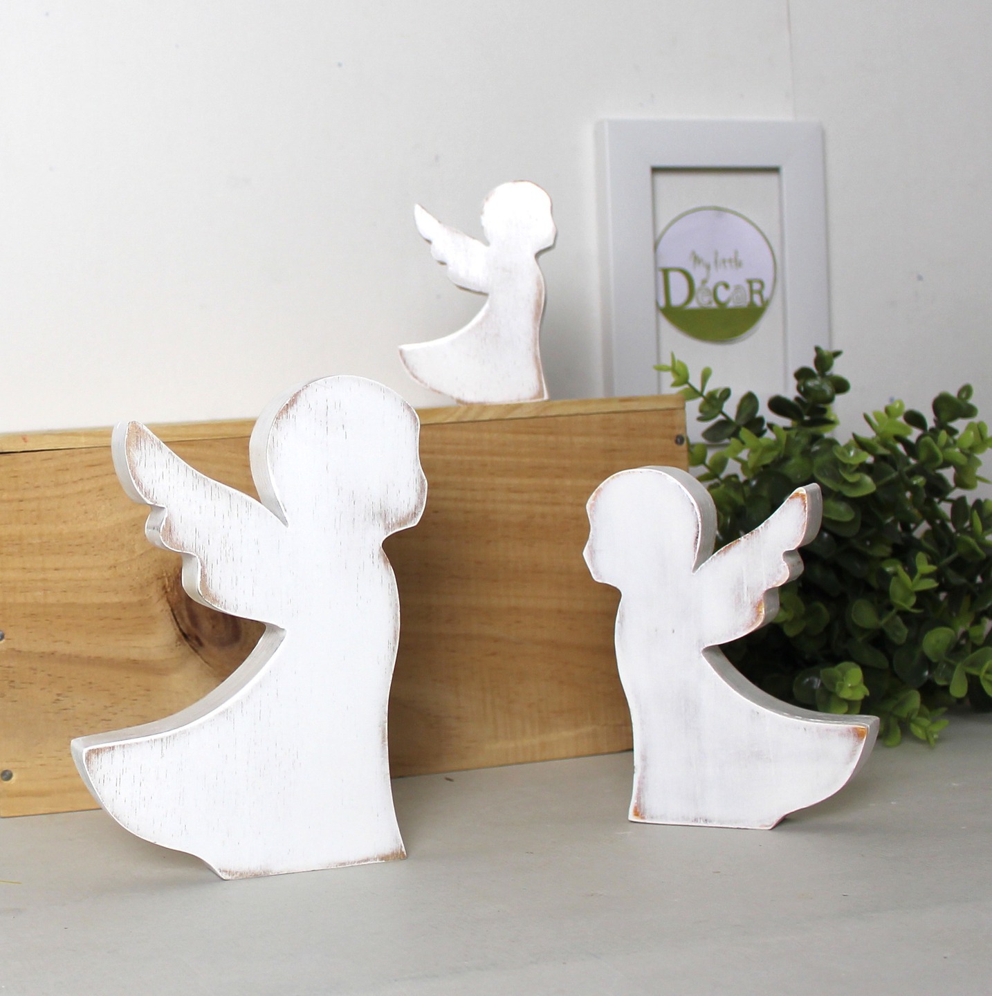 Lot de 4 figurines anges pour baptême