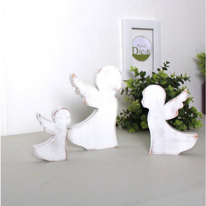 Lot de 3 anges en bois ( Couleur personnalisable)