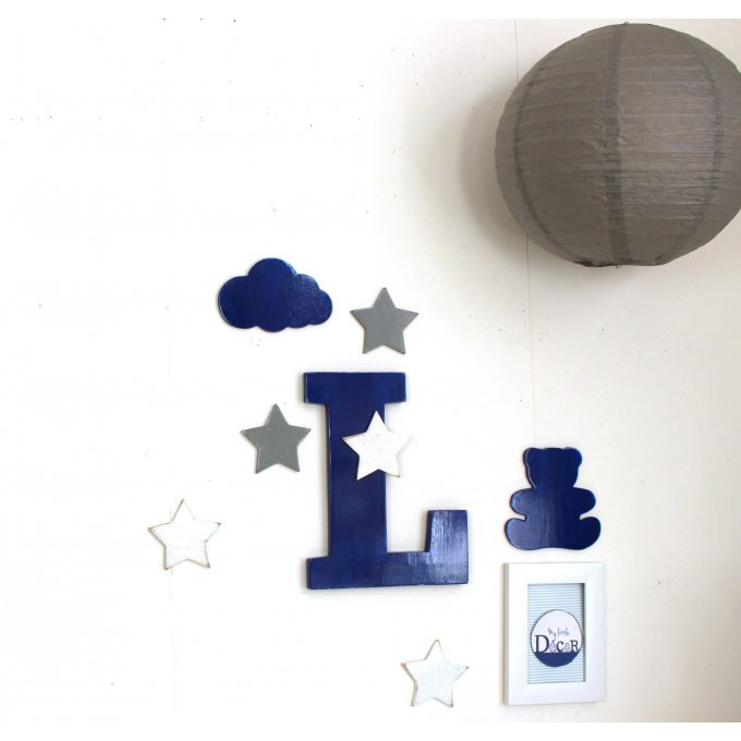 Coffret de naissance initiale et décorations.(Lettre personnalisable)