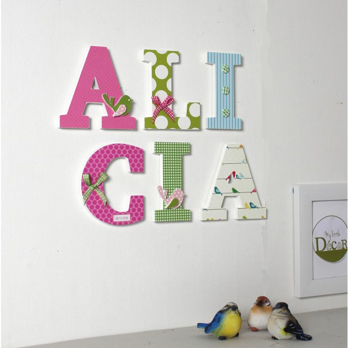 Lettres décoratives Alicia tons acidulées - lettres personnalisées - prénom bébé - mylittledecor