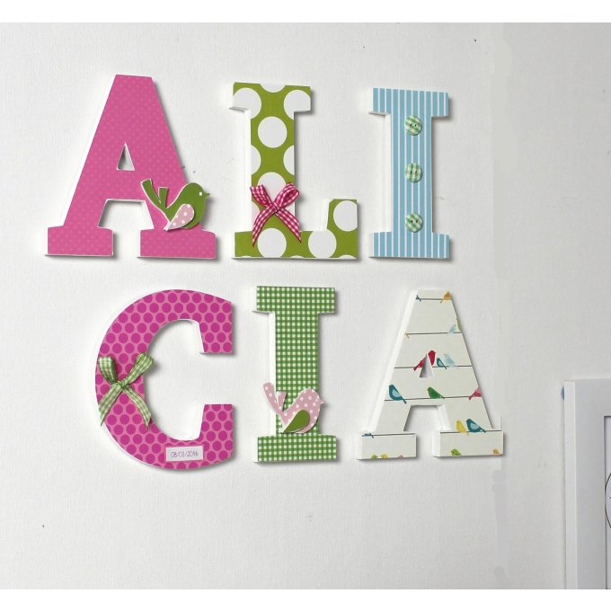 Lettres décoratives Alicia tons acidulées - lettres personnalisées - prénom bébé - mylittledecor