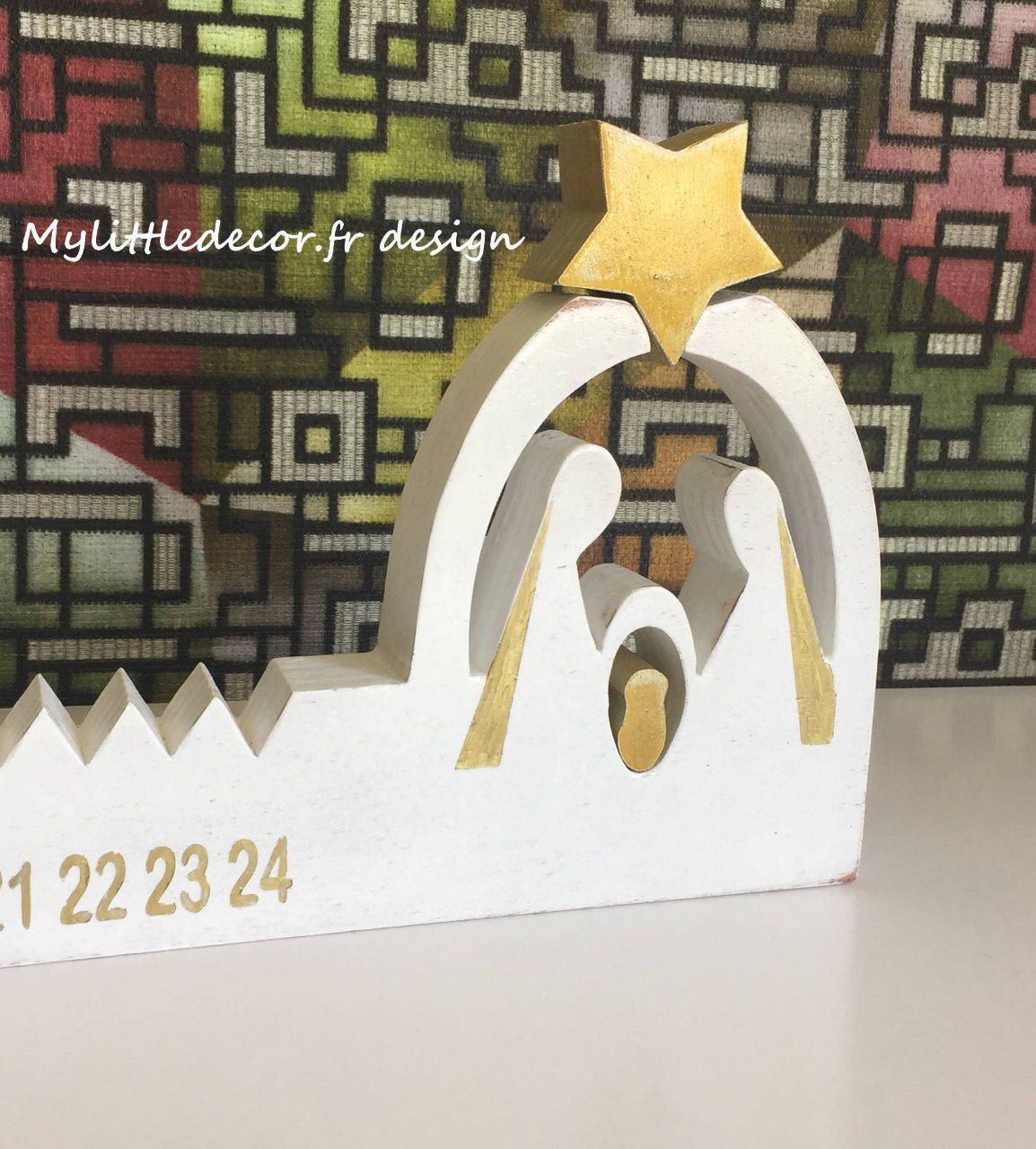 Calendrier de l'avent en bois avec crèche. - Mylittledecor