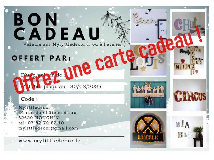 Carte cadeau envoyé par mail.