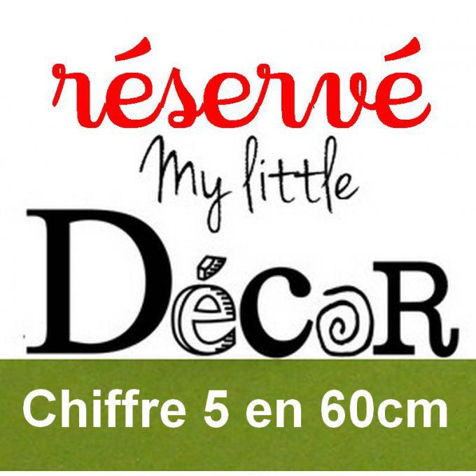 Chiffre 5 rouge bordeaux de 60 cm de hauteur