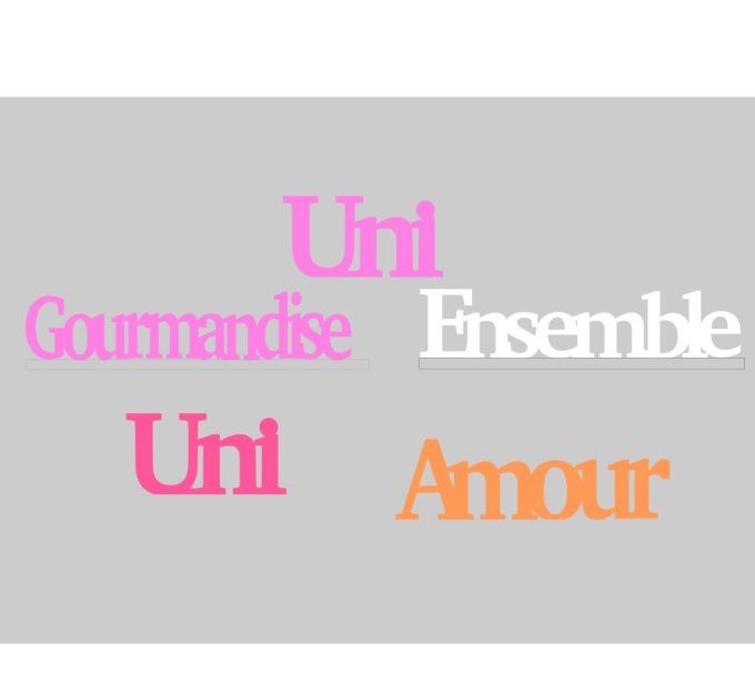 Réservé: Ensemble de 5 mots personnalisés.