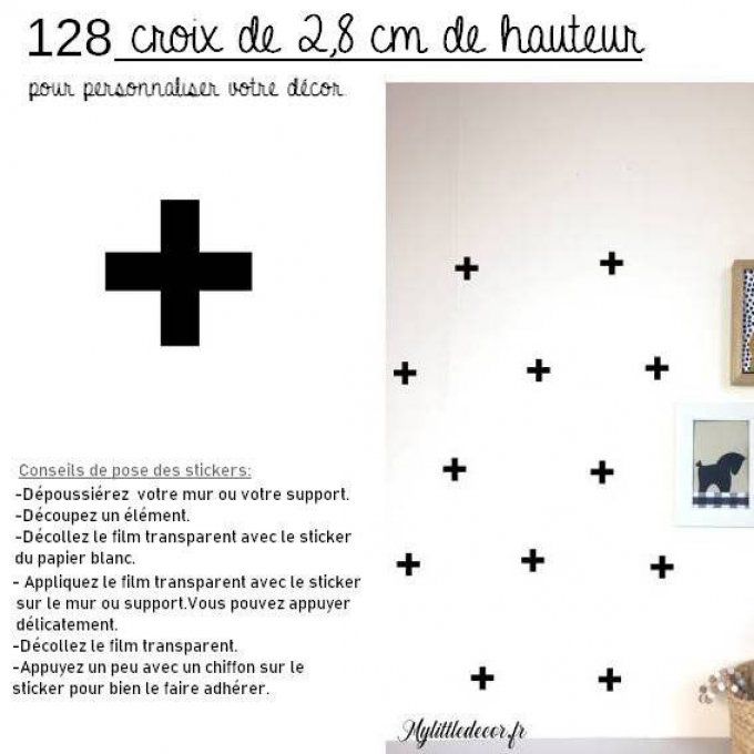 Lot de 128 stickers croix de 2,8 cm de hauteur.  - Copie