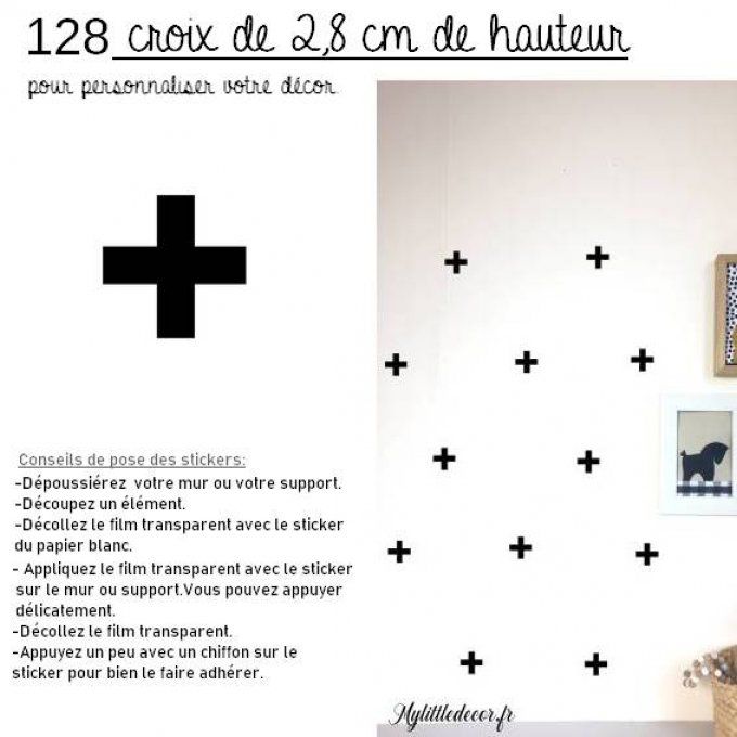 Lot de 128 stickers croix de 2,8 cm de hauteur. 