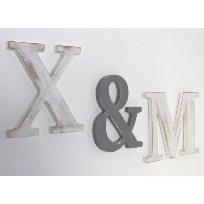 Lot de 3 lettres murales en blanc et gris _ mariage _ décoration.