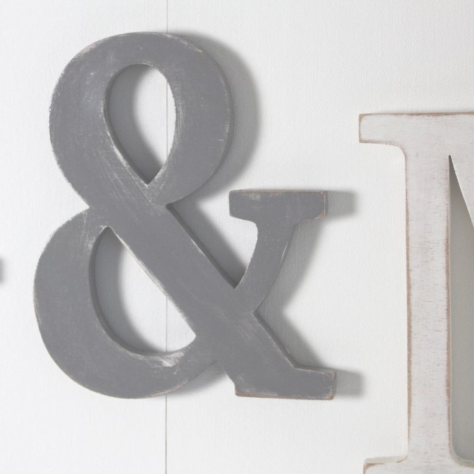 Lot de 3 lettres murales en blanc et gris _ mariage _ décoration.