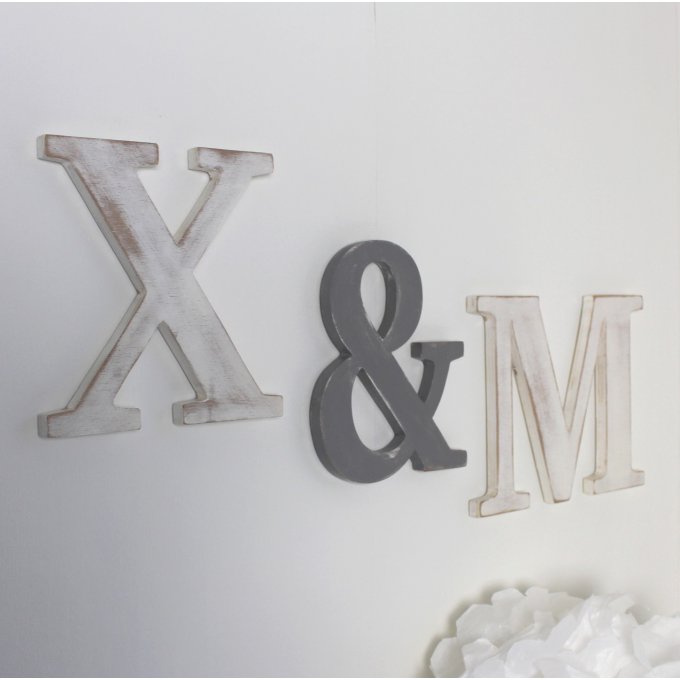 Lot de 3 lettres murales en blanc et gris _ mariage _ décoration.