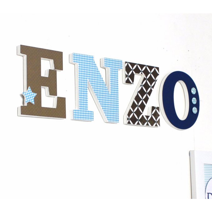 Lettres décoratives ENZO couleurs bleu,taupe.