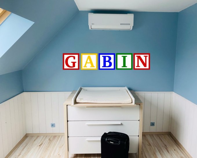 Réservé: Prénom géant personnalisé: Gabin avec lettres et cadres.