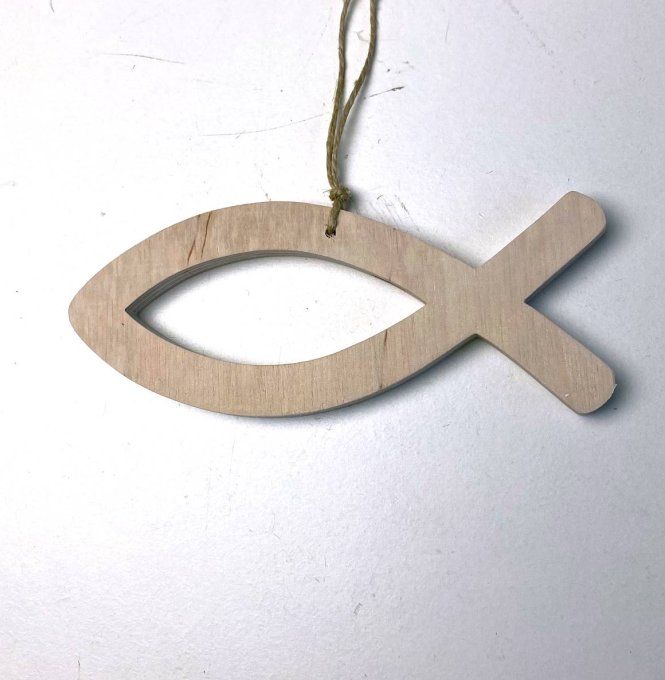 Ichtus en bois à accrocher.