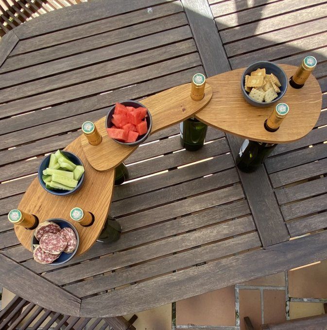 Ensemble de 3 planches apéritives en chêne percées.