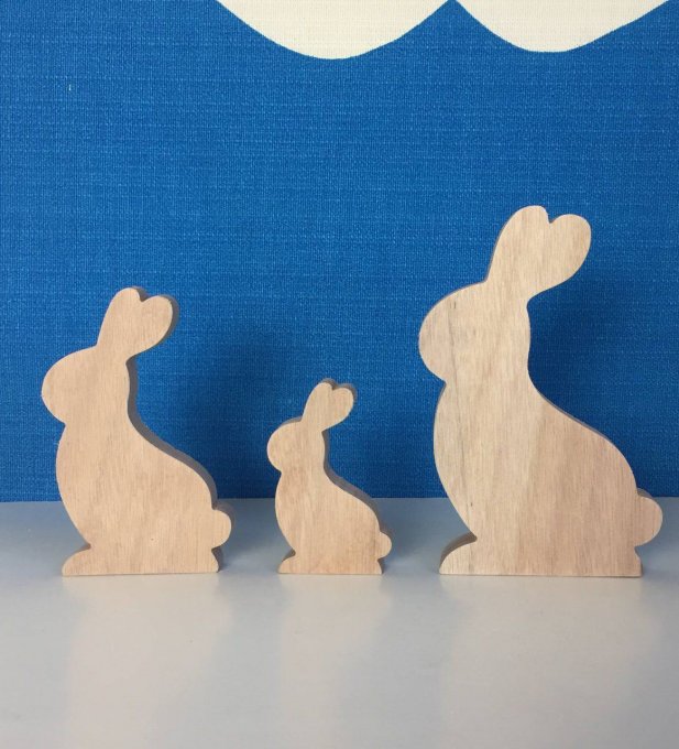 En stock: Lot de 3 lapins en brut ou verni. 