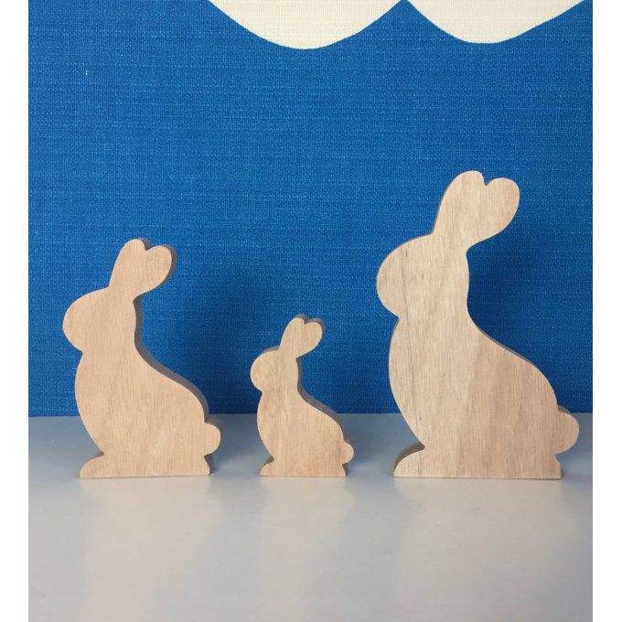 Lot de 3 lapins en brut ou verni.