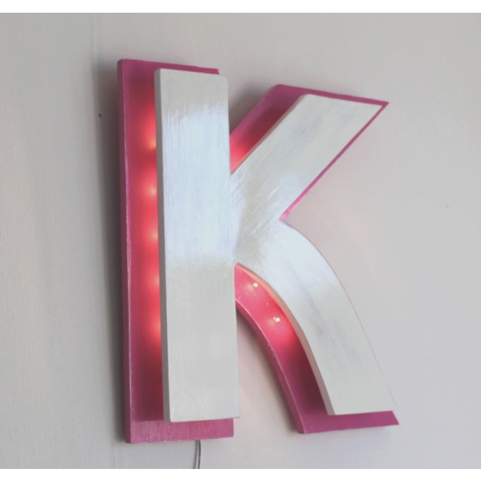 Lettre lumineuse "K" effet patiné ( Couleurs personnalisables)