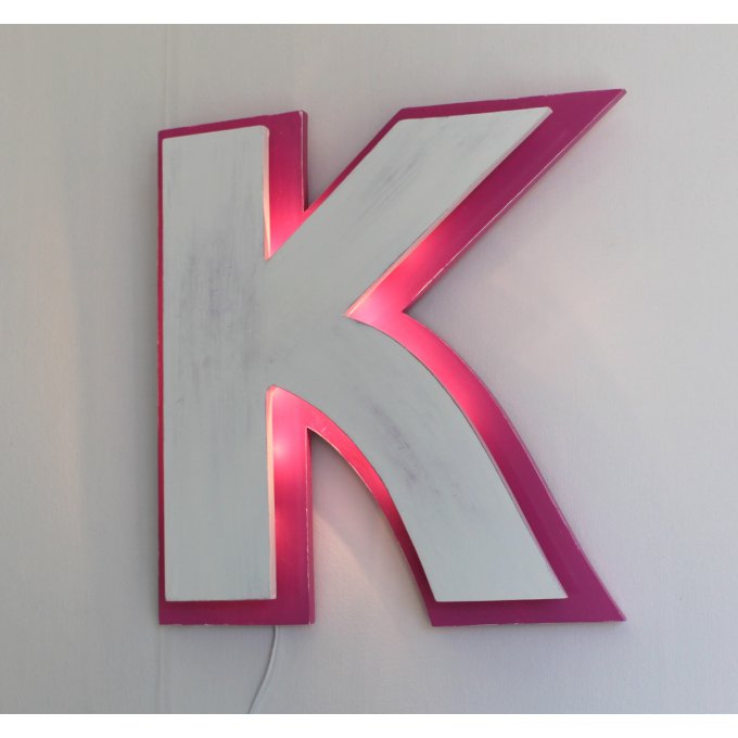 Lettre lumineuse "K" effet patiné ( Couleurs personnalisables)