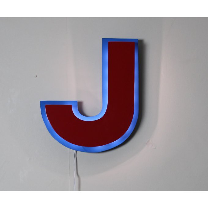 Lettre lumineuse "J" bicolore effet laqué ( Couleurs personnalisables)