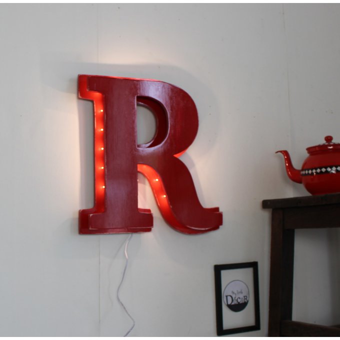 Lettre lumineuse " R " effet patiné ( Couleurs personnalisables)