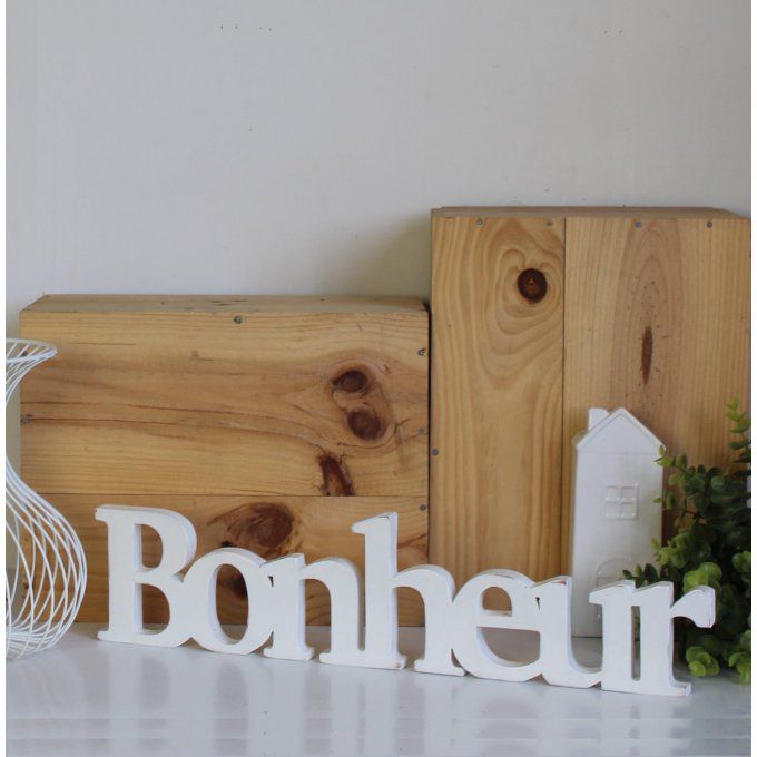 Mot en bois Bohneur, couleur personnalisable.