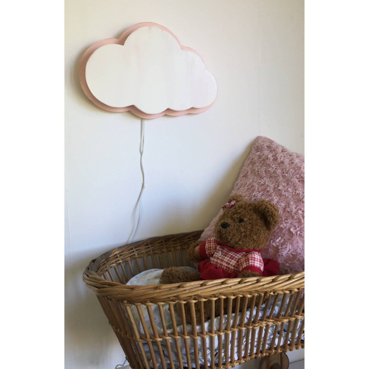 Jolie veilleuse nuage en lin personnalisable et son étagère balançoire en  bois 8 coloris -  France