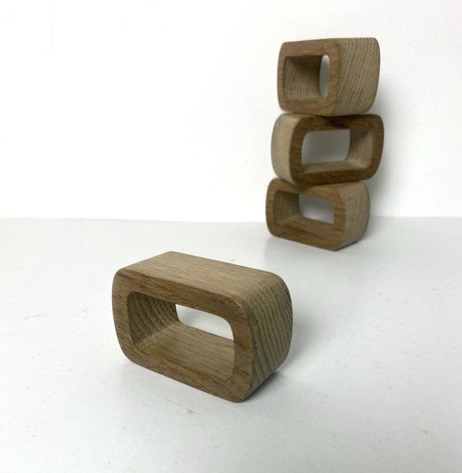 Lot de 4  porte-serviettes en chêne massif