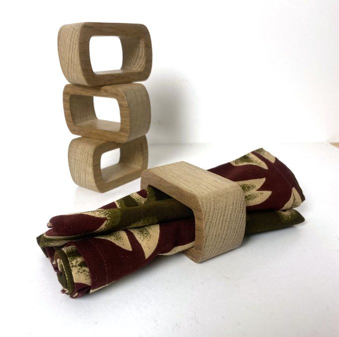 Lot de 4  porte-serviettes en chêne massif