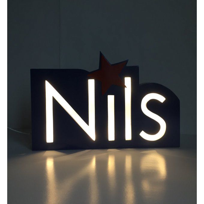 Prénom lumineux Nils couleur personnalisable. 