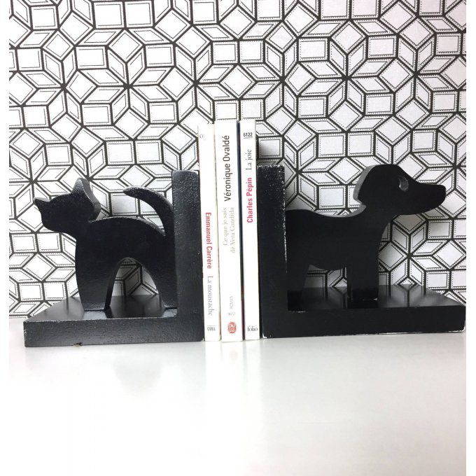 Lot de serre-livres chat et chien, couleur personnalisable. 