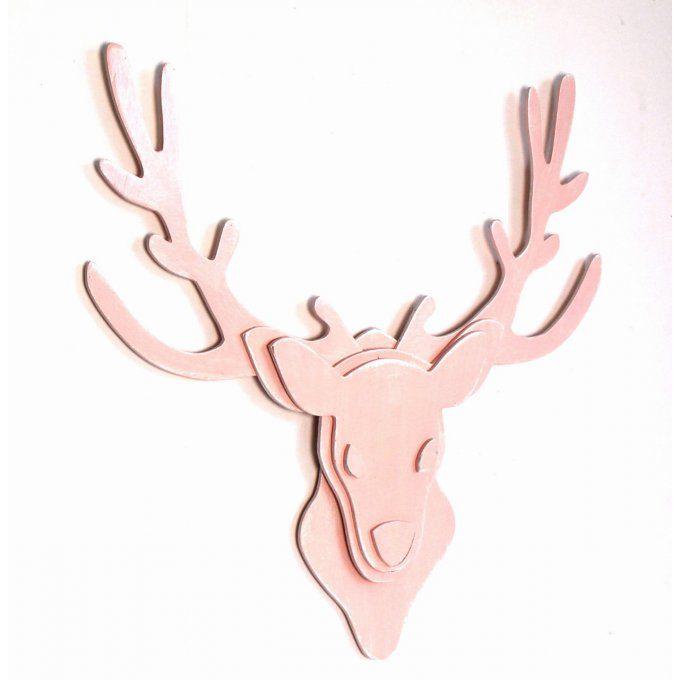 Trophée tête de cerf en bois  (couleur personnalisable ).