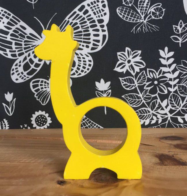 Rond de serviette en bois  girafe.