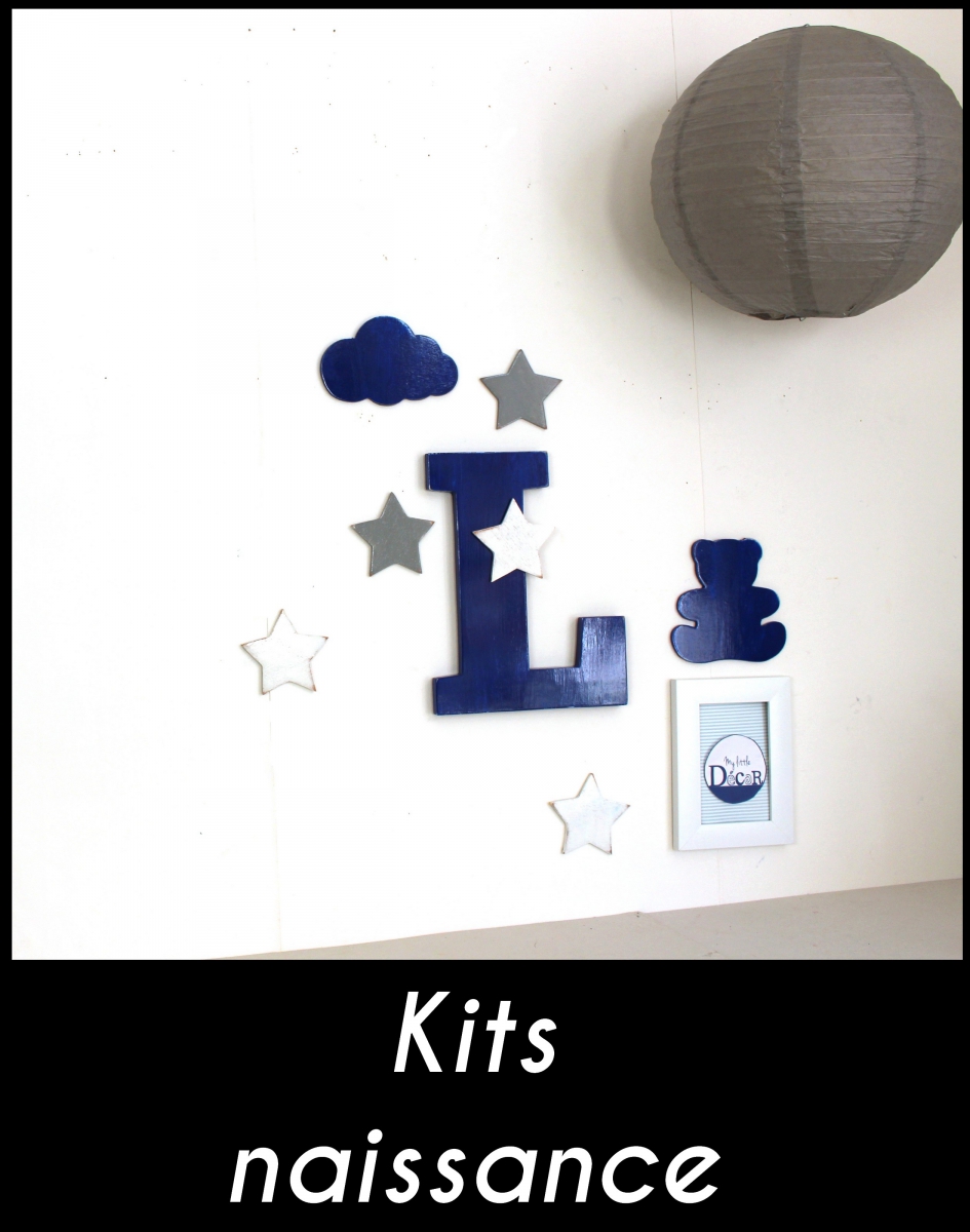 Kit naissance en bois personnalisé_lettre en bois bleue_mylittledecor