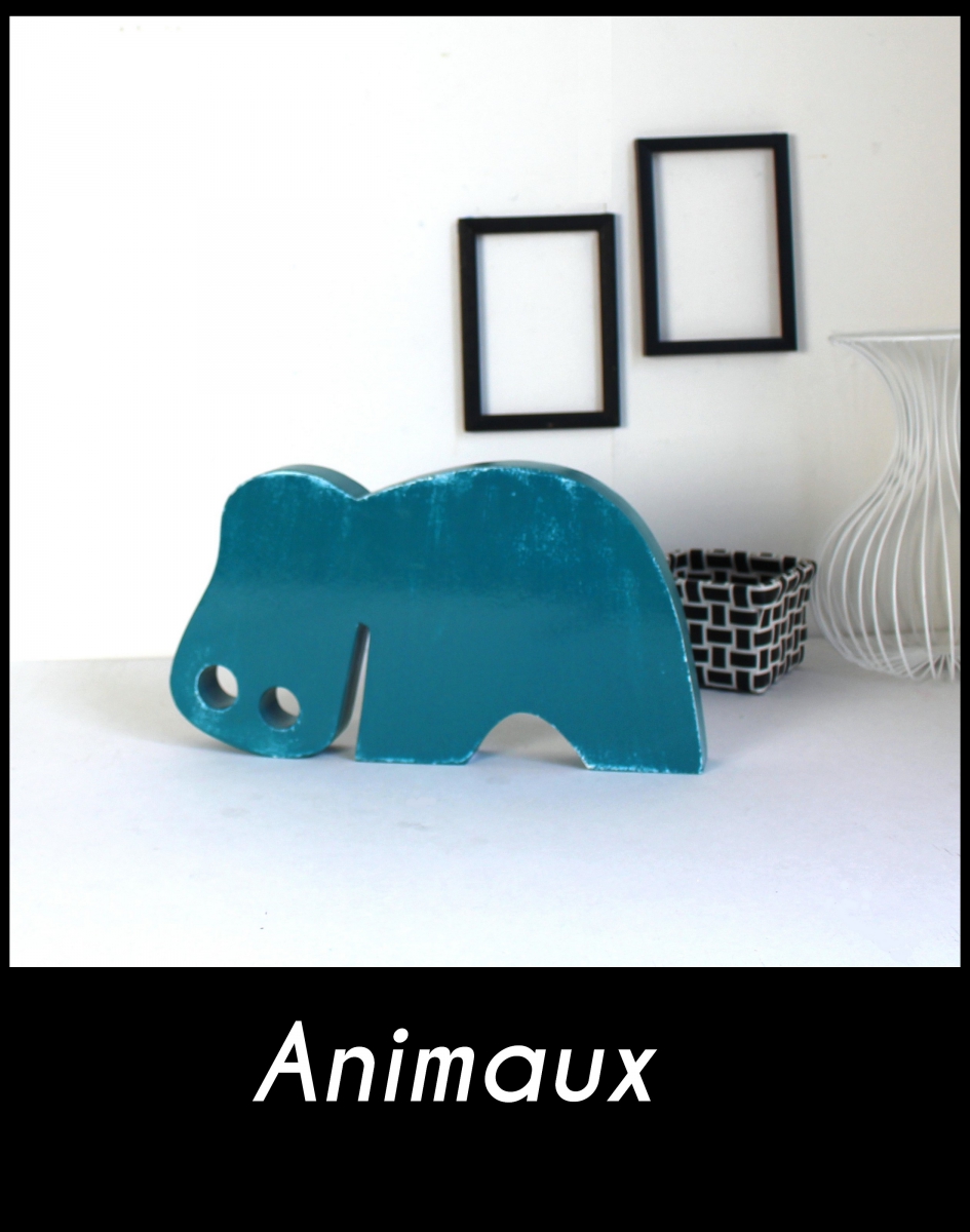 hippopotame en bois bleu canard _ mylittledecor