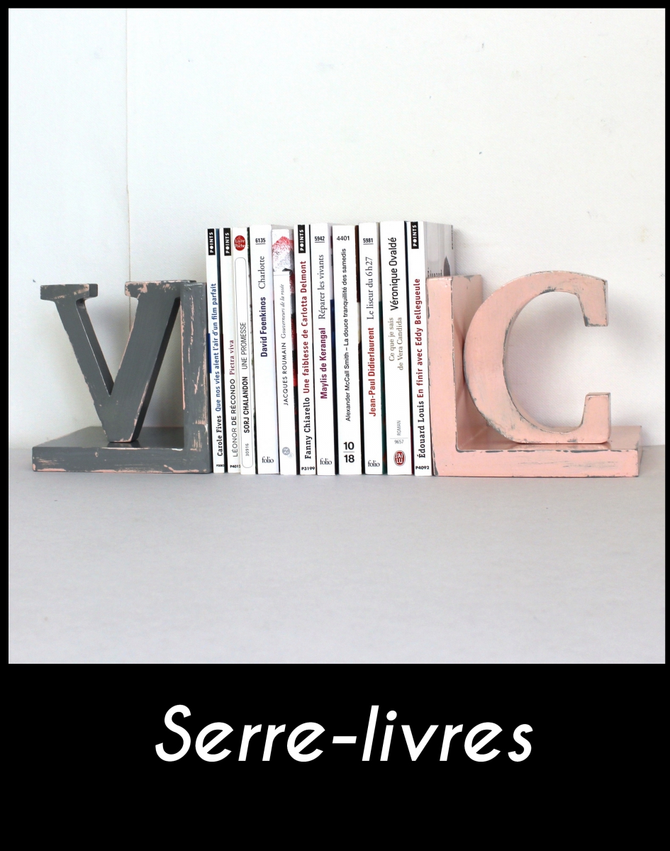 serre-livre en bois personnalisés _ lettres en bois _mylittledecor